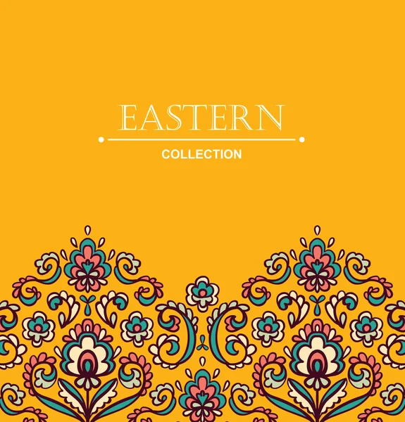 Tarjeta con elementos florales orientales — Vector de stock