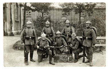 Vintage photo of the soldiers of the World War I clipart