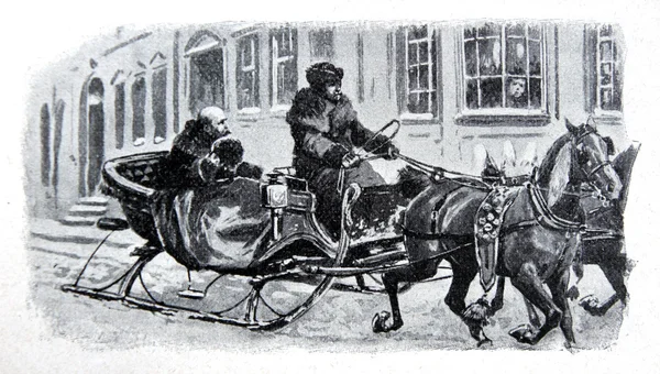 马拉的雪橇上骑马 — 图库照片