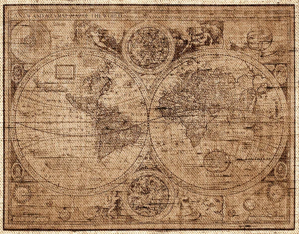The world map in style of a copper engraving — Stock Photo, Image