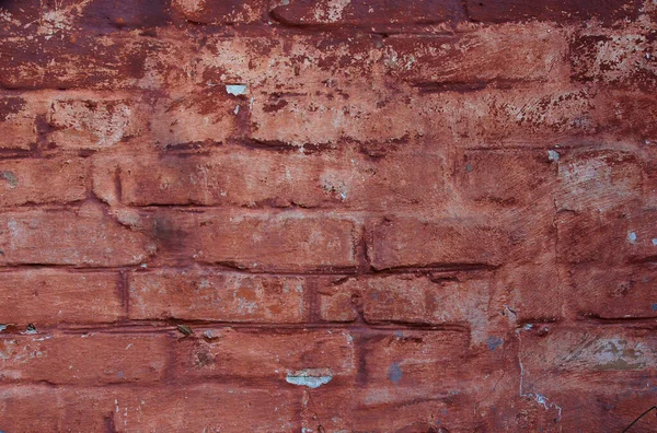 Oude Bakstenen Muur Met Resten Van Verf Als Achtergrond — Stockfoto