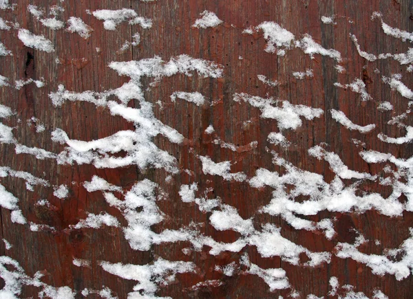 Superfície Placa Madeira Coberta Com Neve Molhada Como Fundo — Fotografia de Stock