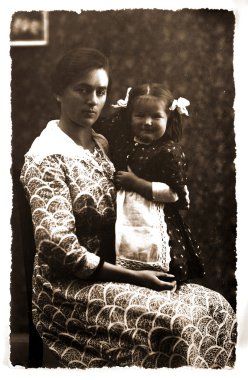 Vintage photo: mother and daughter clipart