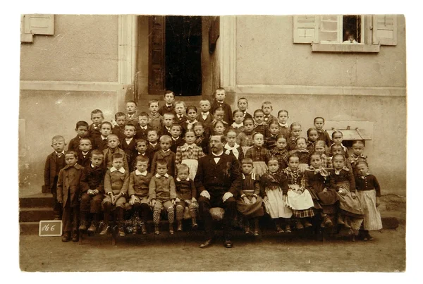 Foto antigua Alumnos y profesores — Foto de Stock