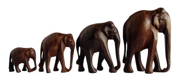 Wooden elephant figurines Stock Image