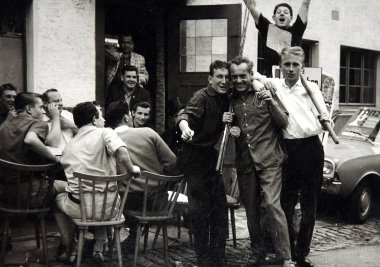 Vintage Fotoğraf: balıkçı ve arkadaşları