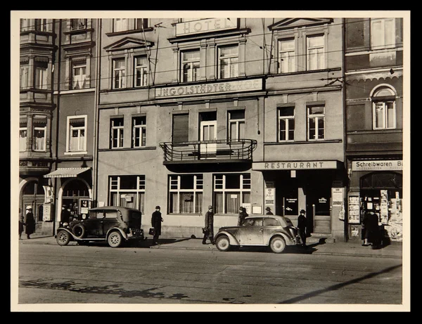 Antique photo Transport on the streets of Ingolstadt city — Stock Photo, Image