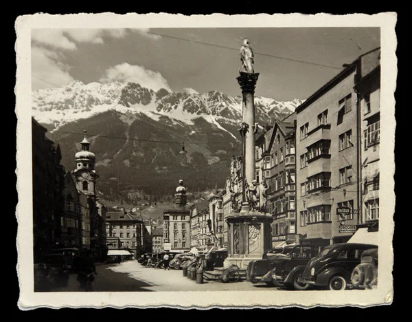Foto d'epoca Trasporti per le strade della città di Innsbruck Foto Stock