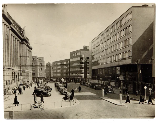 Foto d'epoca Trasporti per le strade della città di Lipsia Immagine Stock