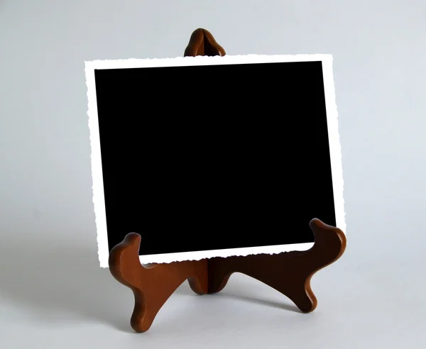 Holzständer mit Fotopapier-Karte — Stockfoto