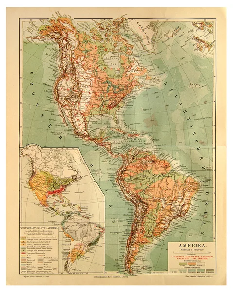 Stara Mapa Ameryki — Zdjęcie stockowe