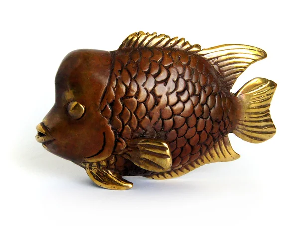 Bronzen antieke beeldje van de vis — Stockfoto