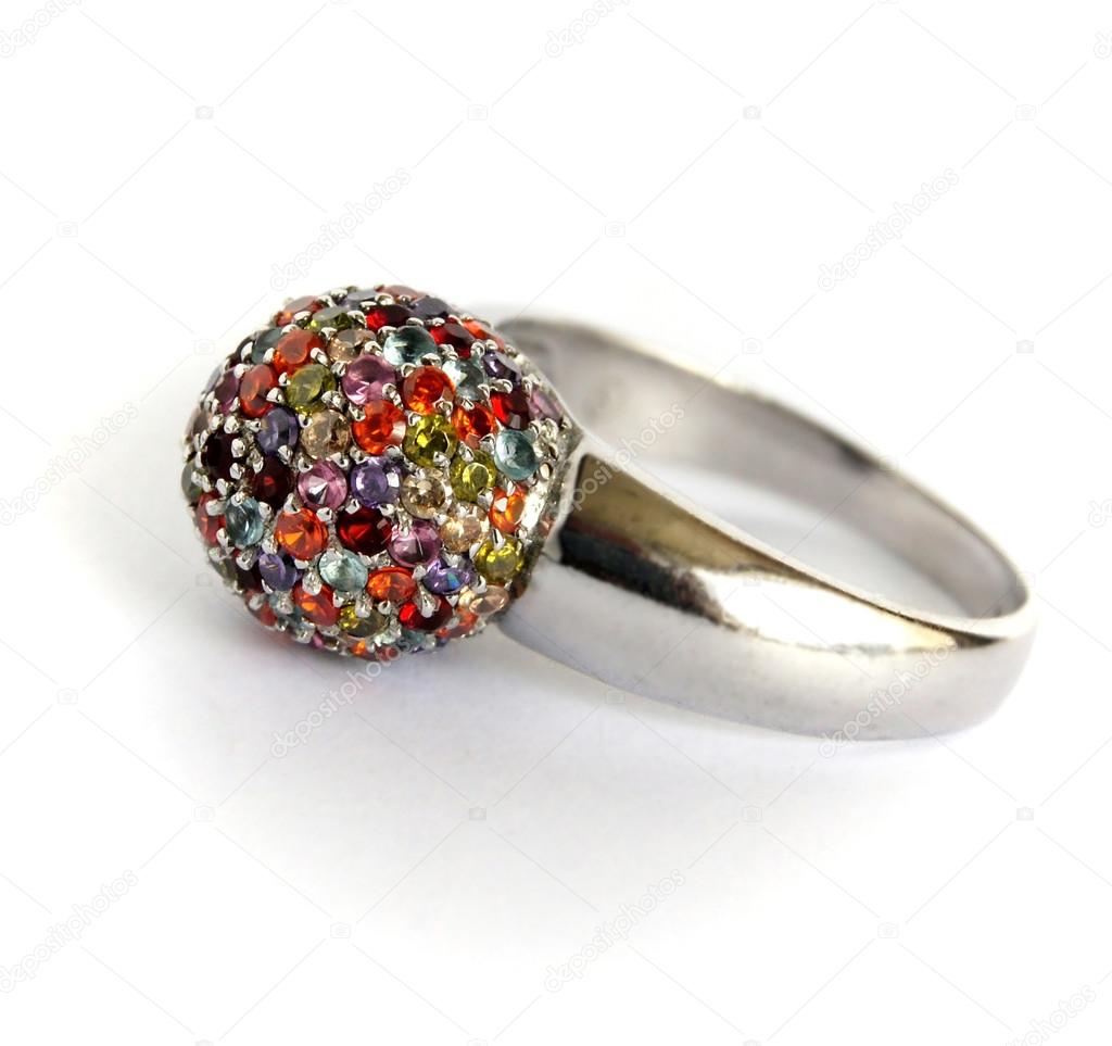 Silver Ring with colored stones