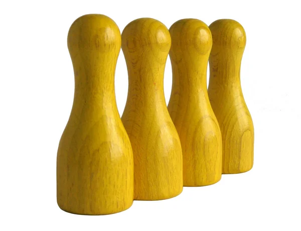 Spille da bowling in legno giallo — Foto Stock