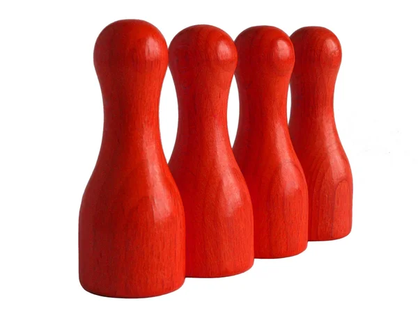 Red wooden bowling pins — Stock Photo, Image