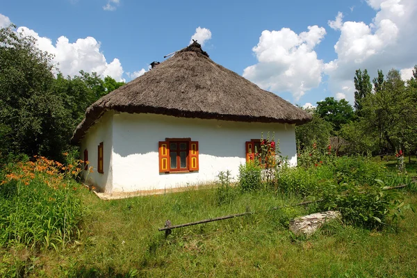 Oekraïense hut met een stro dak — Stockfoto