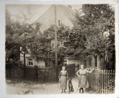Vintage Fotoğraf: insanlar köpek ile poz