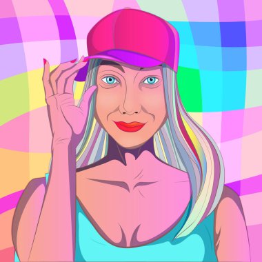 Parlak bir arka planda bir kızın sanatsal çizimi