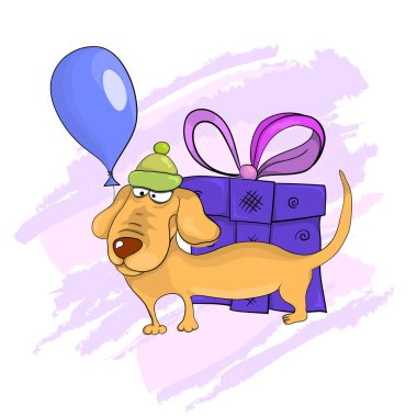 Balonlu ve hediyeli dachshund.