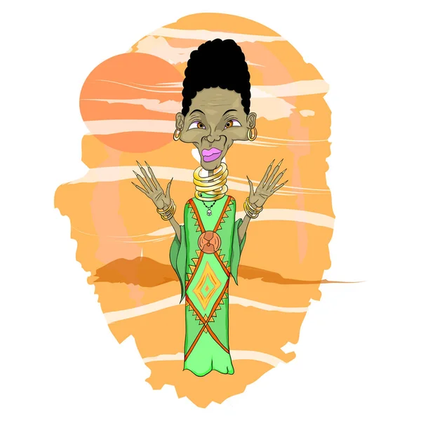 Dessin Animé Une Femme Africaine — Image vectorielle