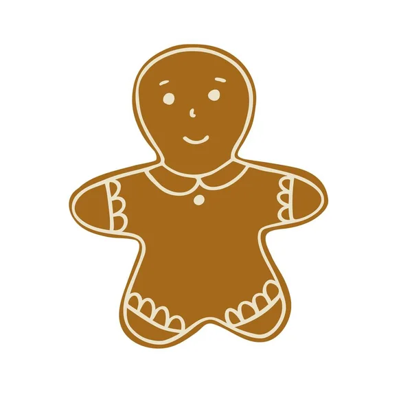 Weihnachten Lebkuchen Traditionelle Feiertagsfeier Design Handgezeichnet Doodle Stil Dekoriert Mit — Stockvektor