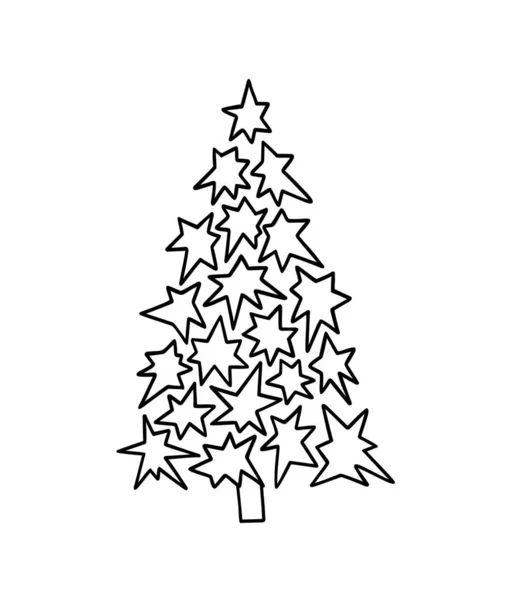 简单的圣诞树手绘涂鸦风格简约的矢量图解 寒假装饰 节日快乐 家庭聚会庆祝符号 节日气氛模式 — 图库矢量图片