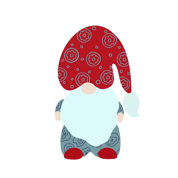 Söt färgglad gnome liten jul fancy varelse enkel tecknad vektor illustration, platt design för vinter semester gratulationskort, inbjudningar, banderoller, Santa Claus hjälpare — Stock vektor