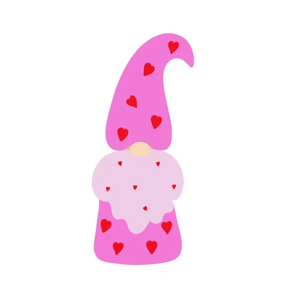 Söt Färgglad Gnome Liten Tjusig Varelse För Valentine Enkel Tecknad — Stock vektor