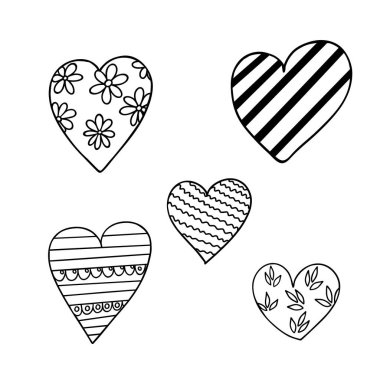 Valentine kalp şekli basit vektör çiçekleri, davetiyeler, tebrik kartları, afişler, bayram dekorasyonu için soyut süs vektör illüstrasyonuyla dolu.