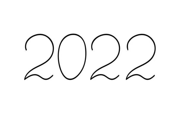 New Year 2022 calligraphy text design, hand written vector inscription poster, date for calendar, template, banner decor, black ink on white background — 스톡 벡터