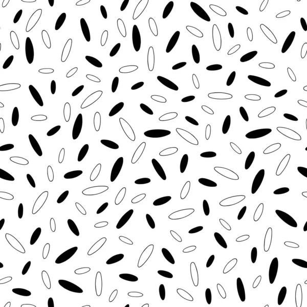 Прості абстрактні елементи чорно-біла овальна форма безшовний візерунок, повторний геометричний орнамент для текстилю, подарунковий папір, домашній декор — стоковий вектор