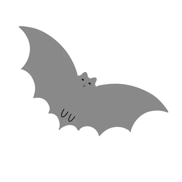 Halloween bat proste fantazyjne wektor ilustracja, ręcznie rysowane szare zwierzę kreskówki upiorny charakter na jesień wakacje element dekoracji, karty, banery — Wektor stockowy