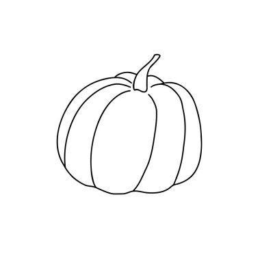 Balkabağı el çizimi vektör çizimi çizimi karalama çizimi. Mevsimsel sonbahar tatilleri için sebze tasarımı, sağlıklı vejetaryen diyeti, Şükran Günü, Cadılar Bayramı klip sanatı.