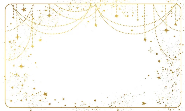 白色的魔法背景与金色的星星和空间装饰与复制空间 为占星术设计 为巫婆设计横幅 神牛设计 手绘矢量图解 老式风格 — 图库矢量图片