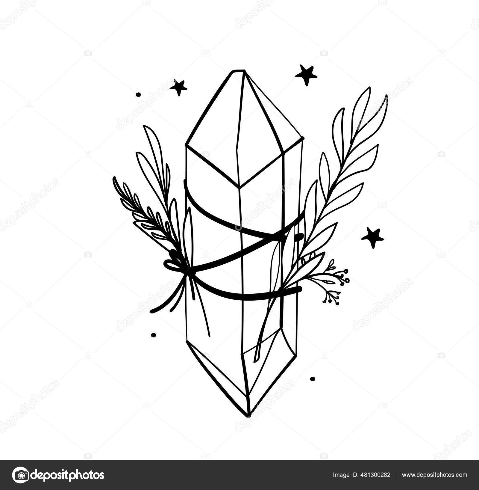 Crystal icon with branches and stars, line hand drawing, bohemian tattoo for witch, gem, sketch boho illustration isolated on white background. Stock Vector Image by ©Antusenok #481300282 Crystal icon with branches and stars, line hand drawing, bohemian tattoo for witch, gem, sketch boho illustration isolated on white background. Stock Vector Image by ©Antusenok #481300282