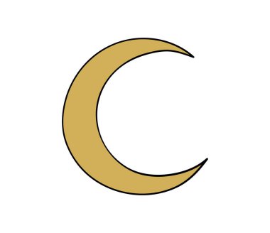 Hilal taşı, sihirli tasarım için ilahi simge, tarot. Vektör illüstrasyonu beyaz arkaplanda izole edildi.