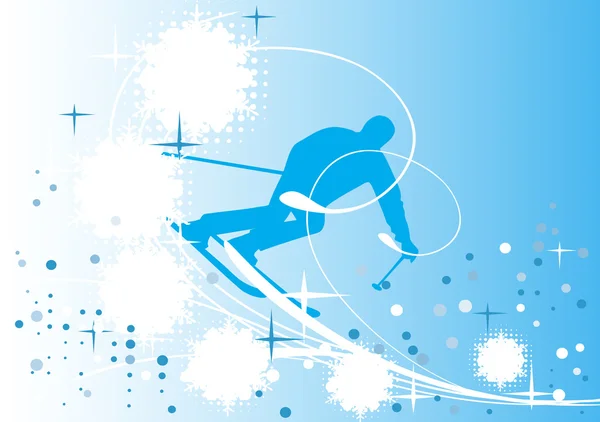 Banner de esqui azul — Vetor de Stock