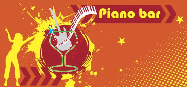 Piano bar banner — Stock Vector