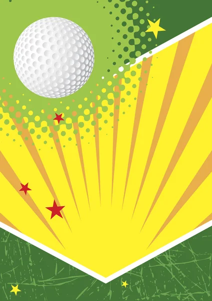 Poster golf hijau dengan bintang dan matahari - Stok Vektor