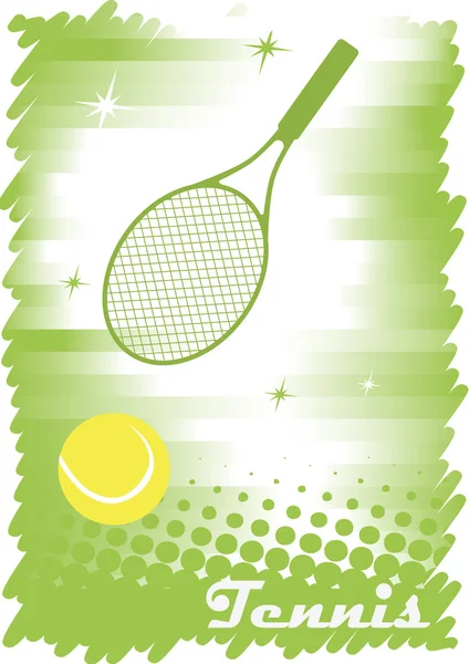 Abstract tennis banner.Green background.Green tennis court with — Stockvector