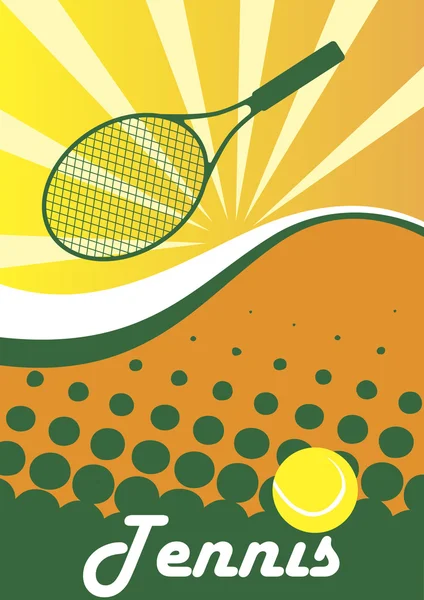 Tennis poster.Green tennis racket and ball.Abstract green backgro — ストックベクタ