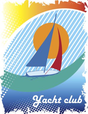 Blue sea eye.Abstract sea motive.Yacht club poster