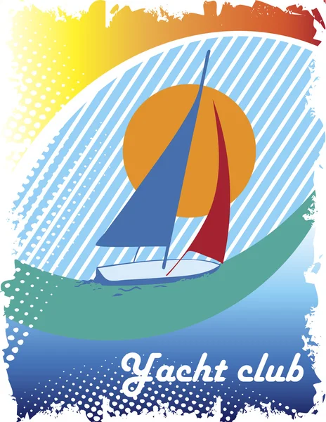 Blue sea eye.Abstract sea motive.Yacht club poster — Stock Vector