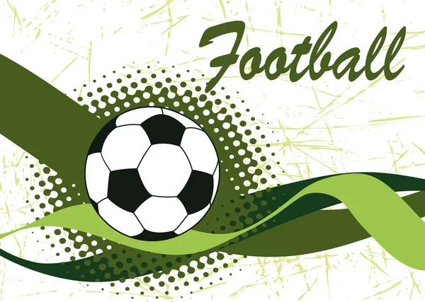Abstract green football waves and ball.Horizontal football backg — Stockový vektor