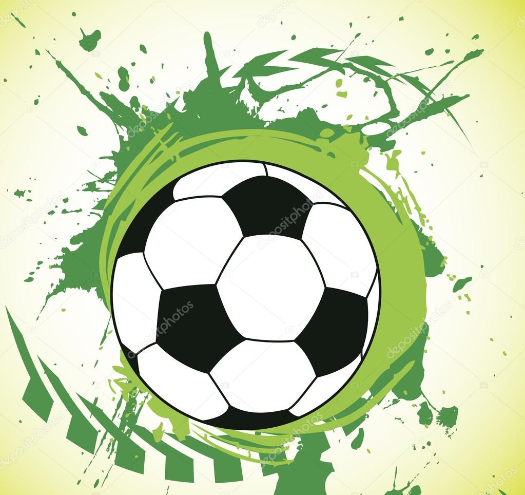 Colorful green splash and ball.Abstract football background