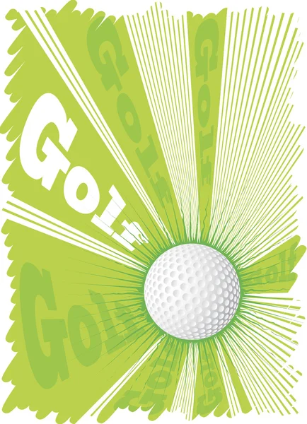 Super pelota de golf y gran explosión verde.Fondo verde — Archivo Imágenes Vectoriales