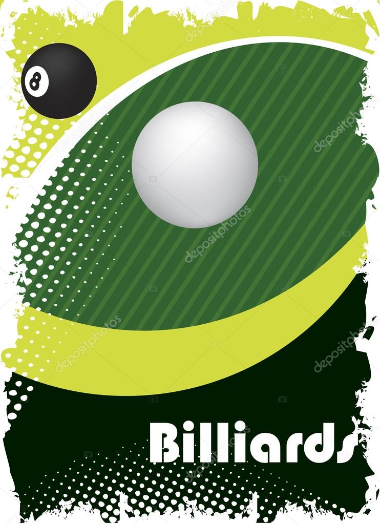 Green billiard eye.Poster background
