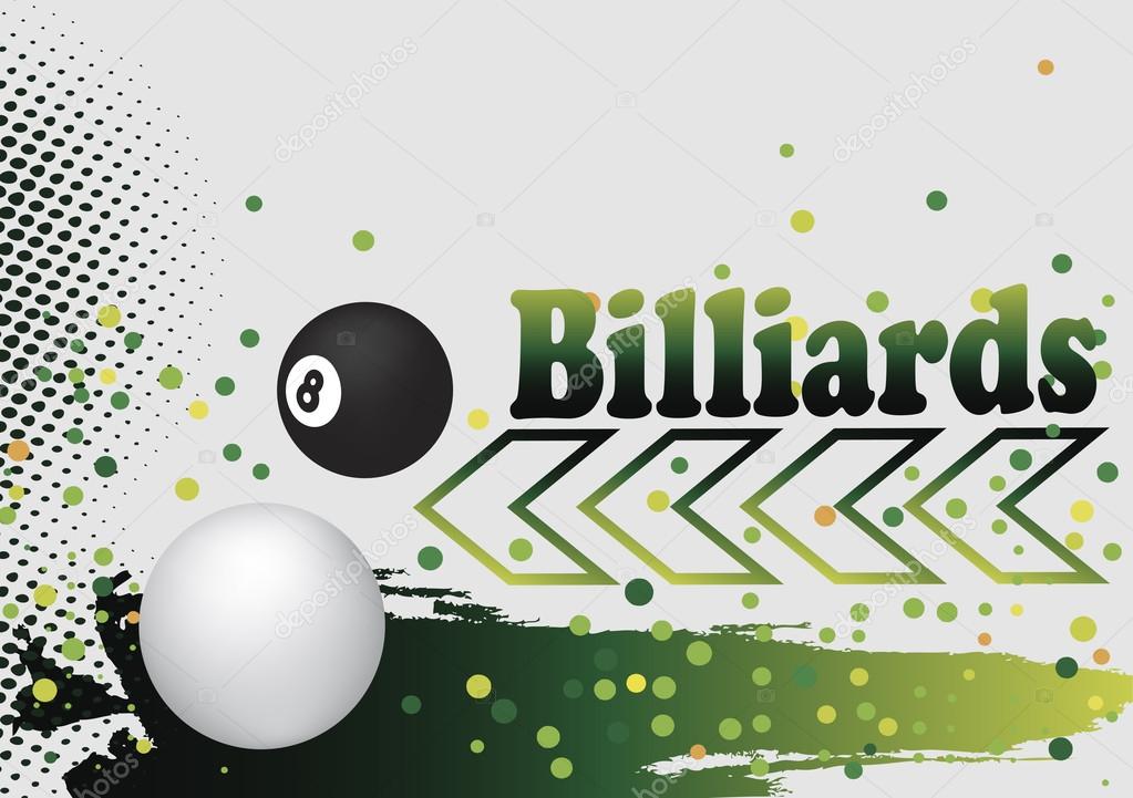 Abstract billiard background with green arow and  colorful dots