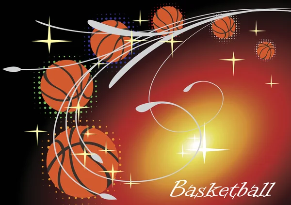 Horizontales Basketball-Banner mit Sternen — Stockvektor