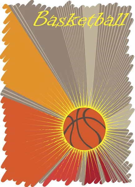 Cartaz de basquete com sol amarelo — Vetor de Stock